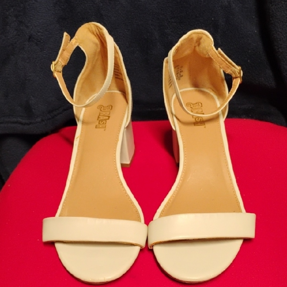 JustFab Chic  White Ankle Strap Heels
